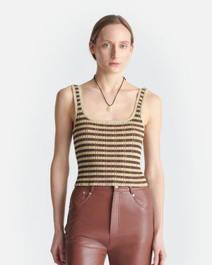 Delfine Striped Ribbed-Cotton Tank Top
