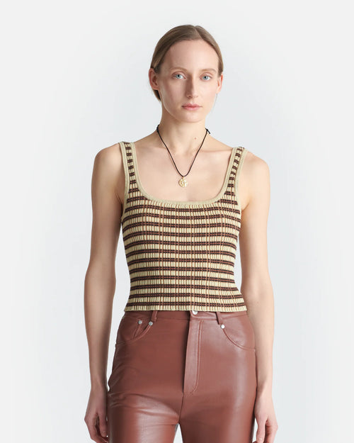Delfine Striped Ribbed-Cotton Tank Top