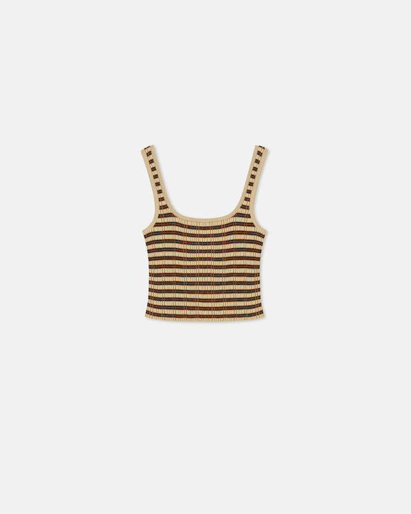 Delfine Striped Ribbed-Cotton Tank Top