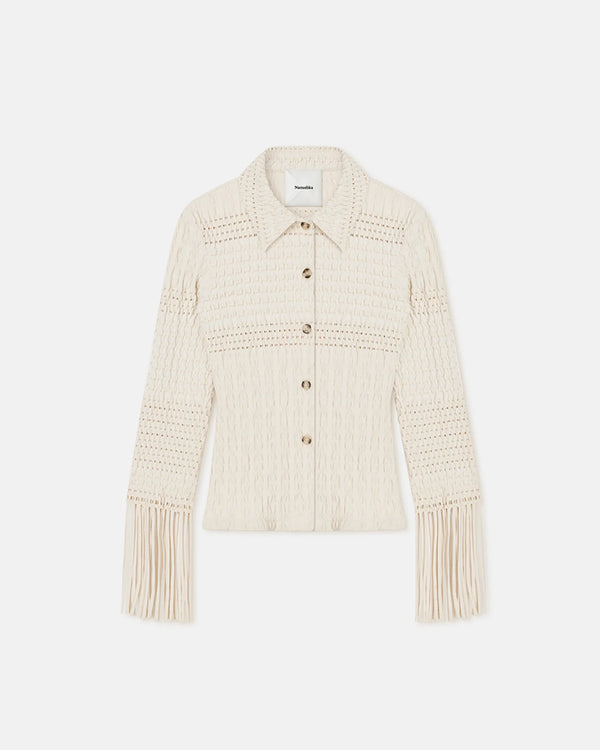 Niceta Fringed Woven Seersucker Shirt
