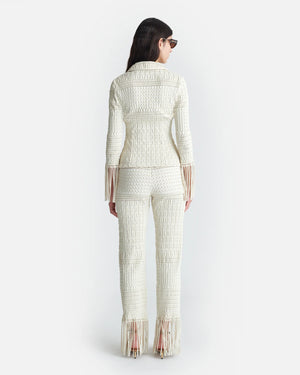 Niceta Fringed Woven Seersucker Shirt