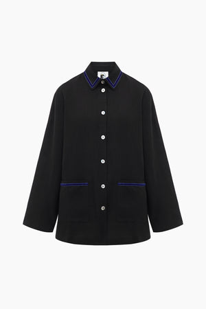 Black Paros Linen Unisex Pajama Shirt