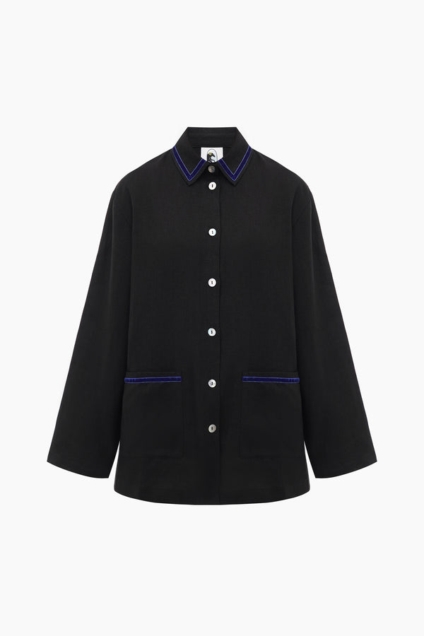 Black Paros Linen Unisex Pajama Shirt