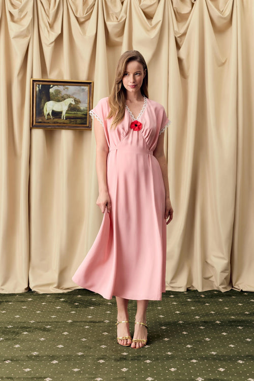 Pink Poppi Midi Dress