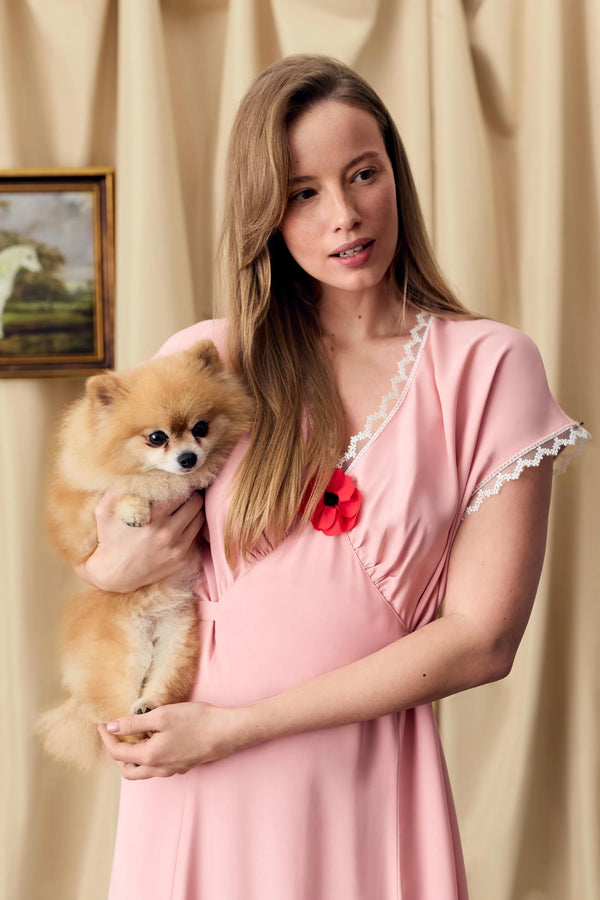 Pink Poppi Midi Dress