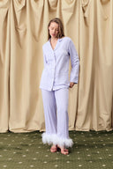 Lavender Vichy Party Pajama Set with Detachable Feathers