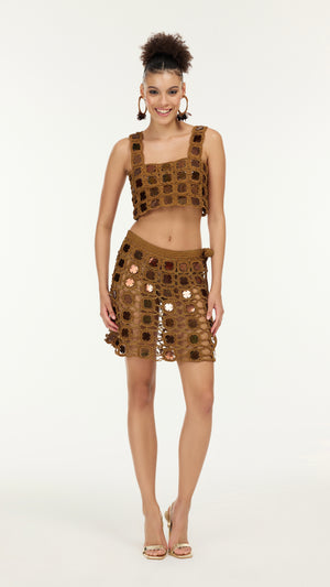 Riviera Hand-Crochet Mini Skirt