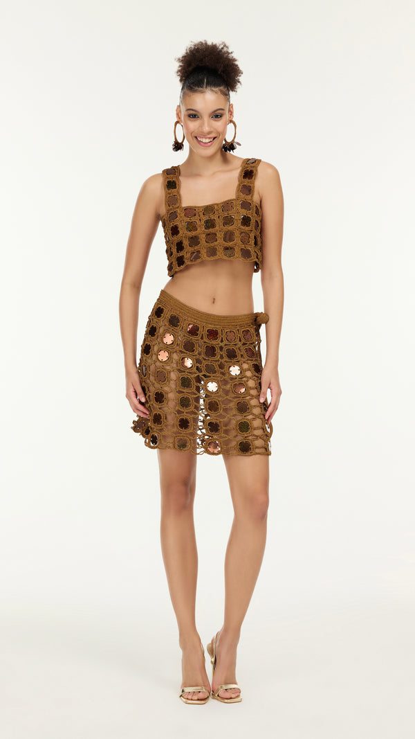 Riviera Hand-Crochet Mini Skirt