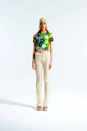 Desta Bubble Flower Cropped T-Shirt