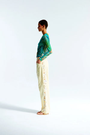 Dezol Printed Long Sleeve Lace Top
