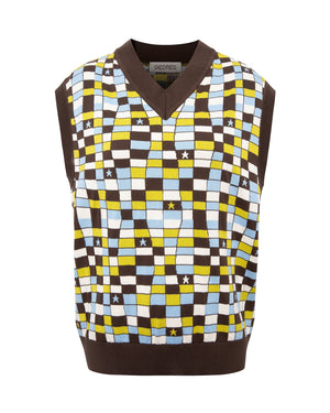 Bago Checkered Knit Vest