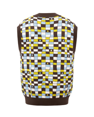 Bago Checkered Knit Vest