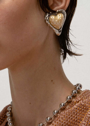 Heart Studs Metal Earrings