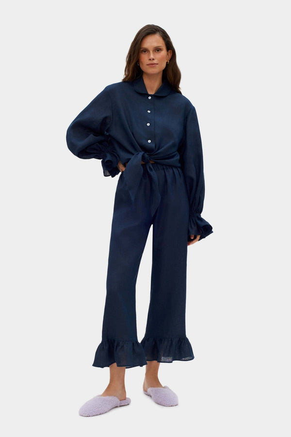 Navy Rumba Linen Lounge Suit