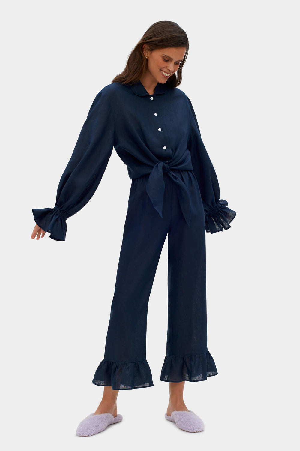 Navy Rumba Linen Lounge Suit