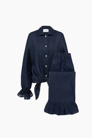 Navy Rumba Linen Lounge Suit