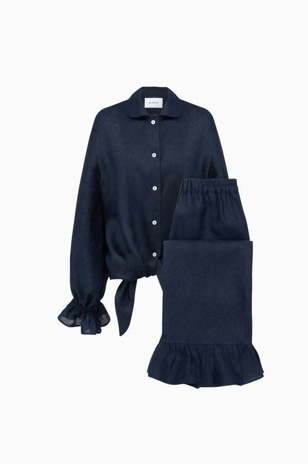 Navy Rumba Linen Lounge Suit