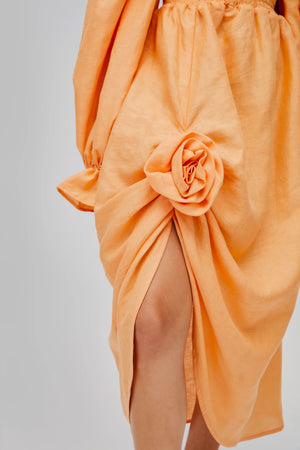 Atlanta Linen Dress with Rose Detail