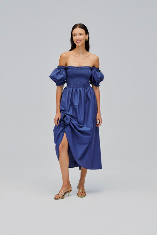 Belle Cotton Dress with Rose Detail