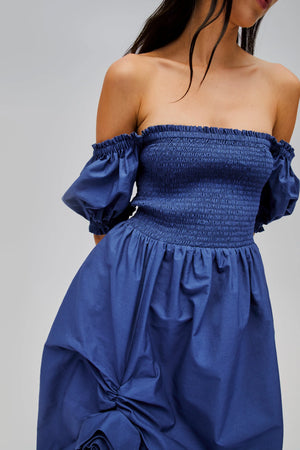 Belle Cotton Dress with Rose Detail