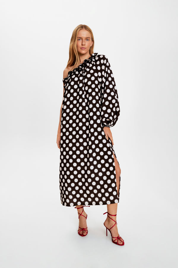 Polka Dot Gaia Soft Viscose Midi Dress