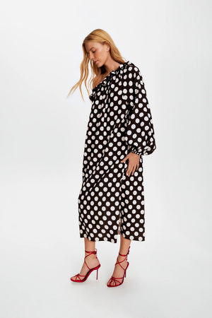 Polka Dot Gaia Soft Viscose Midi Dress