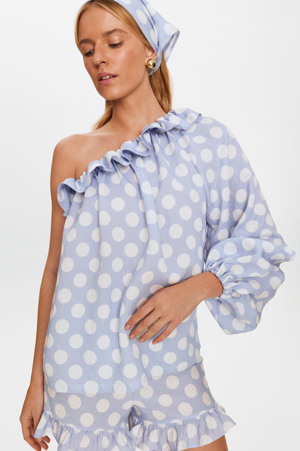 Blue Polka Dot Gaia Soft Viscose Top