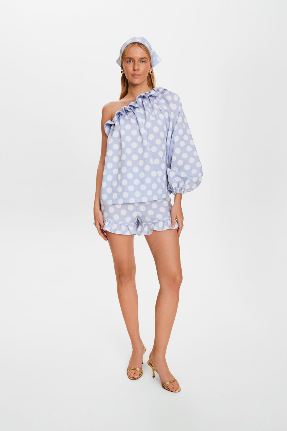 Blue Polka Dot Gaia Soft Viscose Top
