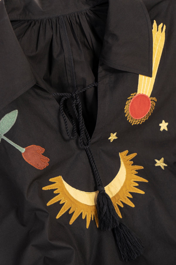 Mystic Appliquéd Cotton Maxi Dress