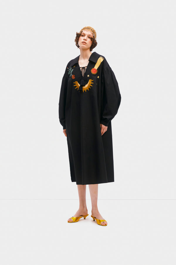 Mystic Appliquéd Cotton Maxi Dress