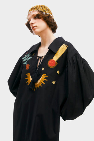 Mystic Appliquéd Cotton Maxi Dress