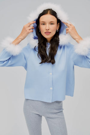 Blue Kylie Hooded Cardigan