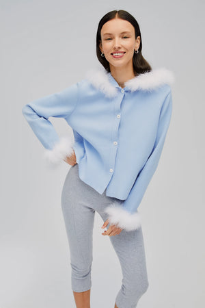 Blue Kylie Hooded Cardigan