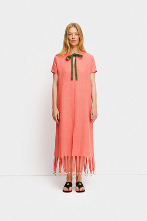 Lambada Fringed Linen Maxi Dress