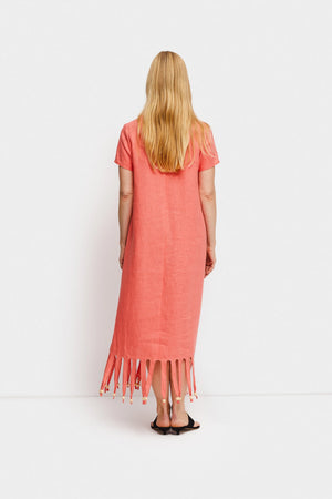 Lambada Fringed Linen Maxi Dress