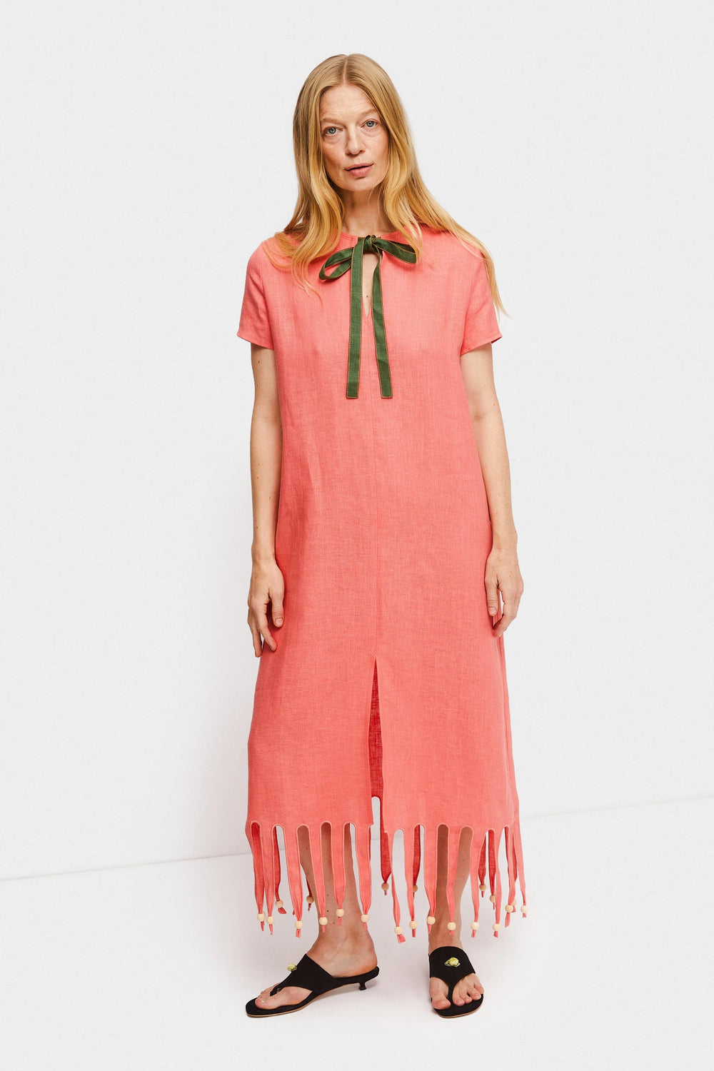 Lambada Fringed Linen Maxi Dress