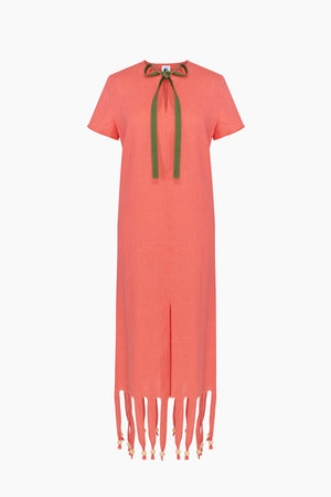 Lambada Fringed Linen Maxi Dress
