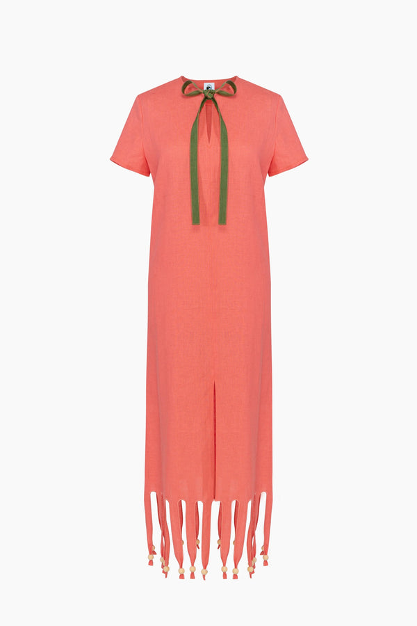 Lambada Fringed Linen Maxi Dress