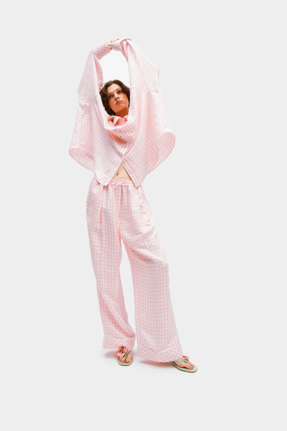 Pink Vichy Pastelle Oversized Pants