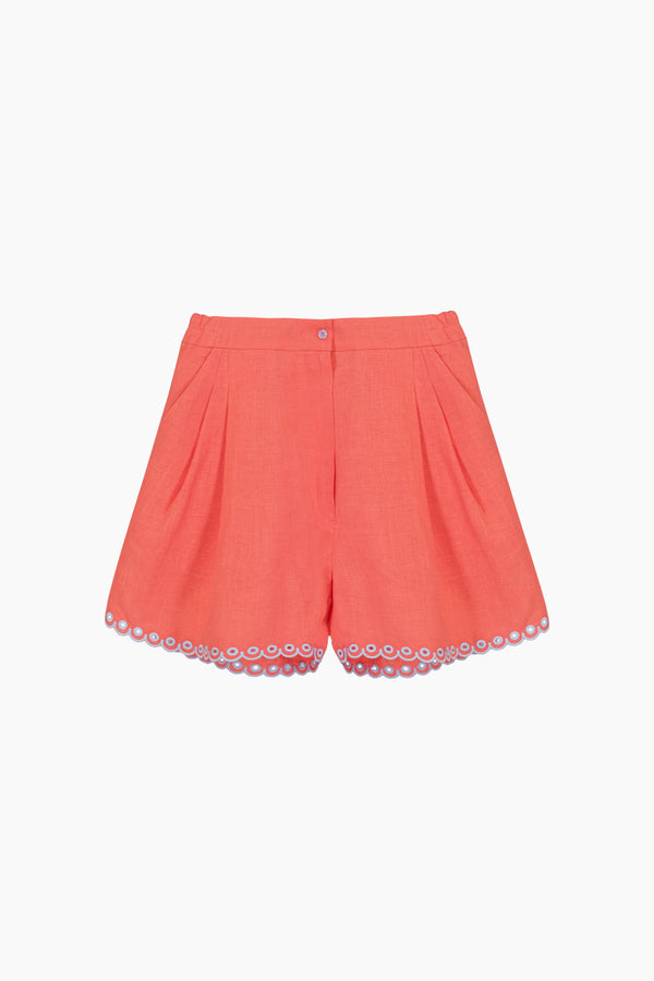 Petra Embroidered Linen Shorts