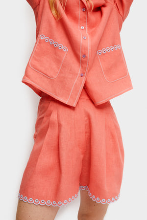 Petra Embroidered Linen Shorts