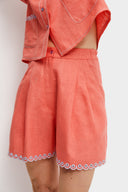 Petra Embroidered Linen Shorts