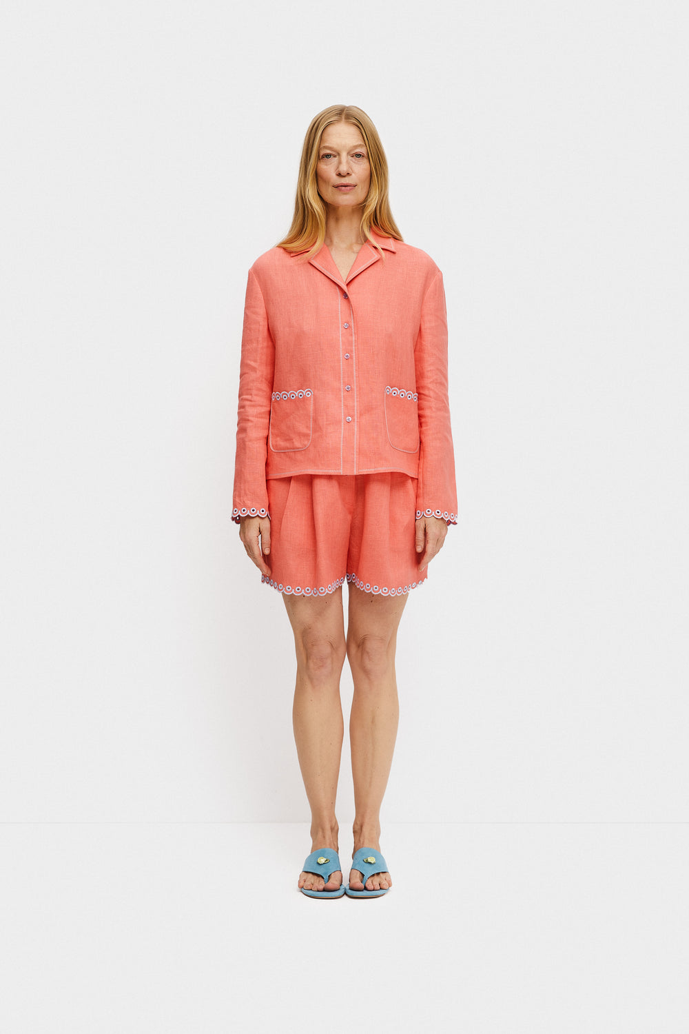 Petra Embroidered Linen Shorts