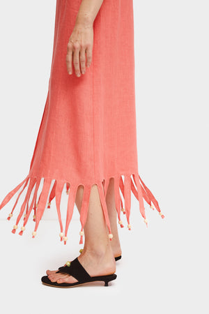 Lambada Fringed Linen Maxi Dress