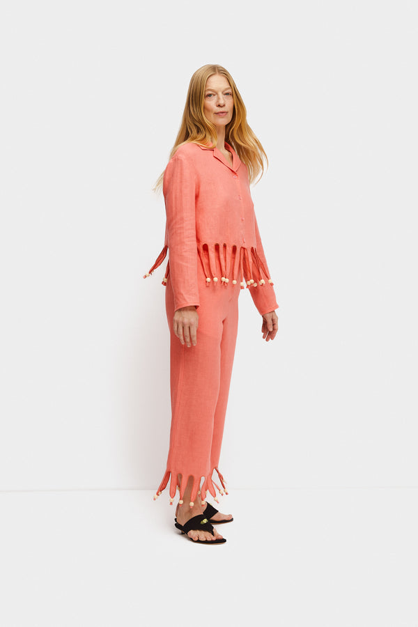 Lambada Fringed Linen Pants