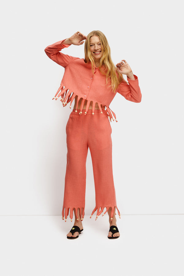 Lambada Fringed Linen Pants
