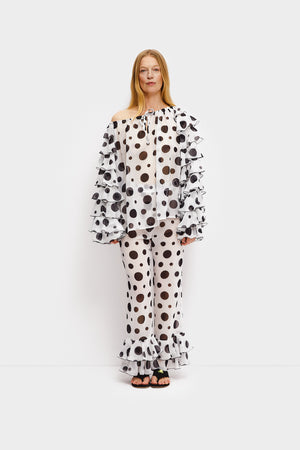 Samba Ruffled Chiffon Polka Dot Pants