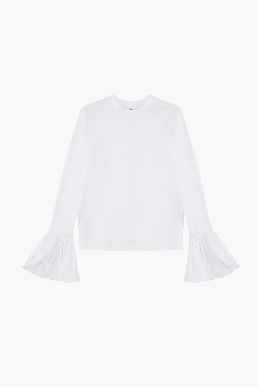 Ruffled Long Sleeve Stretch-cotton Jersey T-Shirt