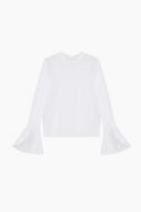 Ruffled Long Sleeve Stretch-cotton Jersey T-Shirt