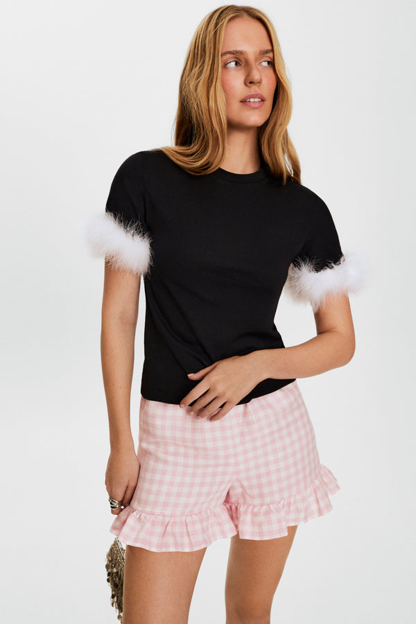 Stretch-Cotton Jersey T-Shirt with Detachable Feathers